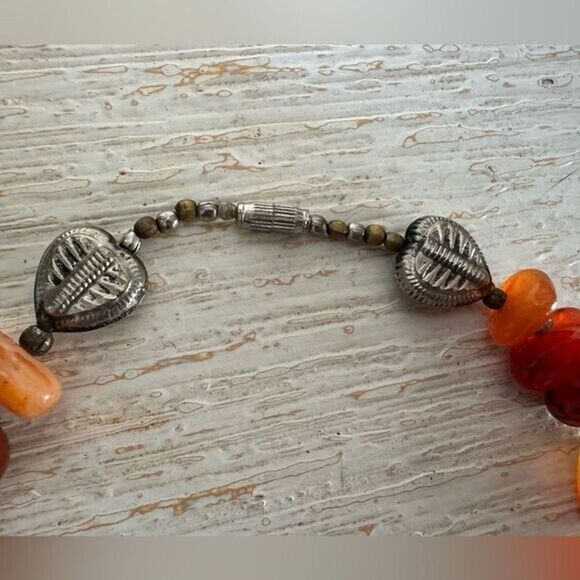 VTG Handmade Orange Carnelian Stone Silver Necklace - Picture 5 of 7